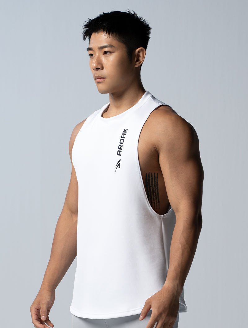 AirFlex™ 窄肩訓練背心 (白) - AROAK 機能健身服飾 | 專為健人打造