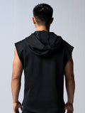 AirFlex™ 連帽寬肩背心 (黑) - AROAK 機能健身服飾 | 專為健人打造