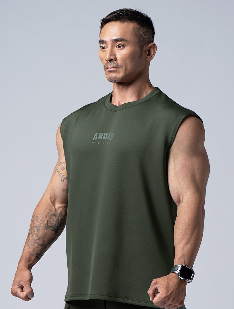 AirFlex™曙光戰士寬肩背心 (墨綠) - AROAK 機能健身服飾 | 專為健人打造