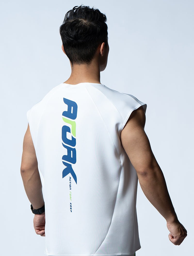 AirFlex™ 征服之道寬肩背心 (白) - AROAK 機能健身服飾 | 專為健人打造