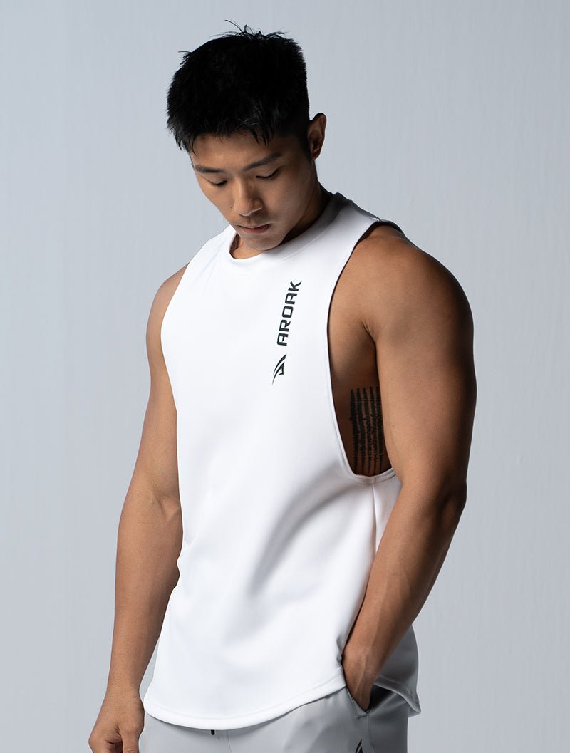 AirFlex™ 窄肩訓練背心 (白) - AROAK 機能健身服飾 | 專為健人打造