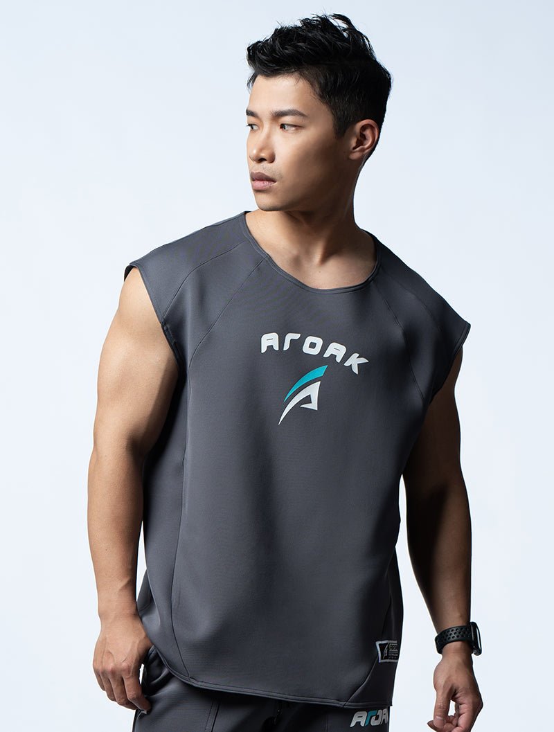 AirFlex™ 征服之道寬肩背心 (鐵灰) - AROAK 機能健身服飾 | 專為健人打造