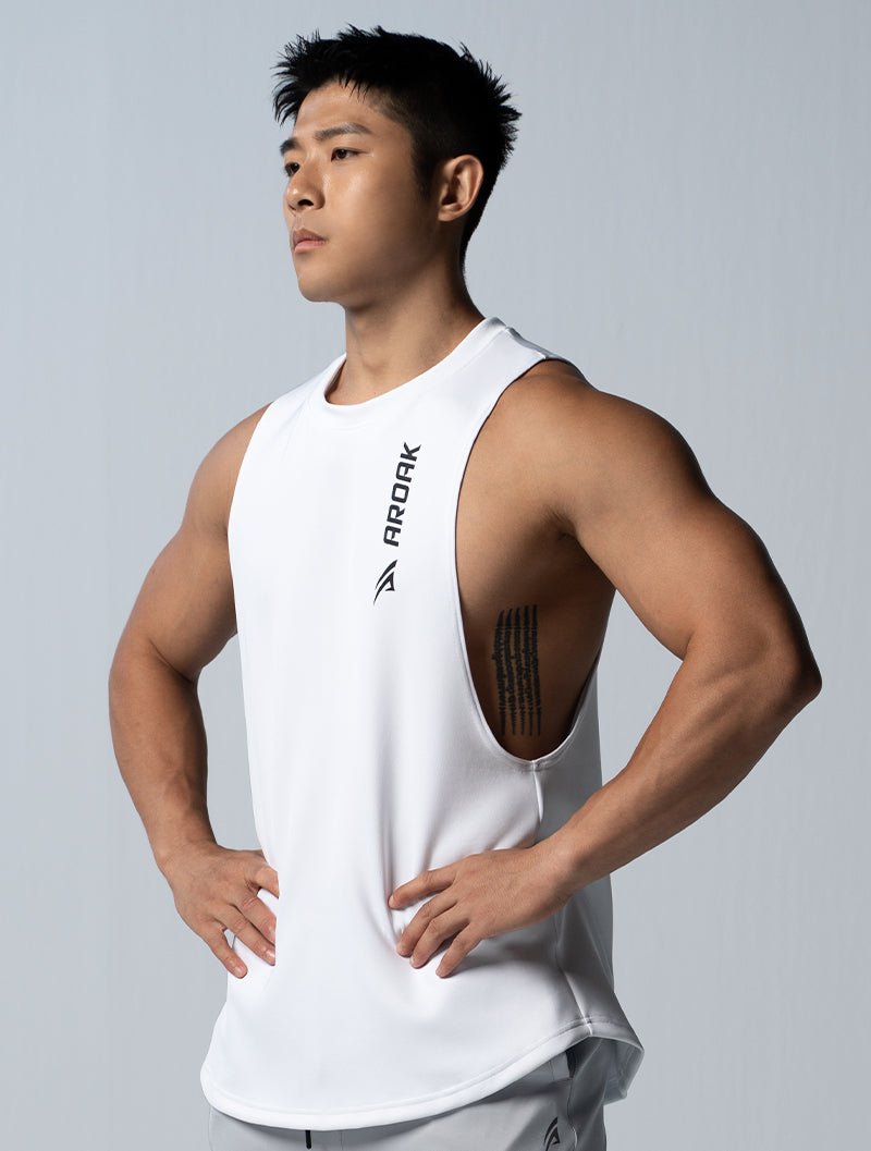 AirFlex™ 窄肩訓練背心 (白) - AROAK 機能健身服飾 | 專為健人打造