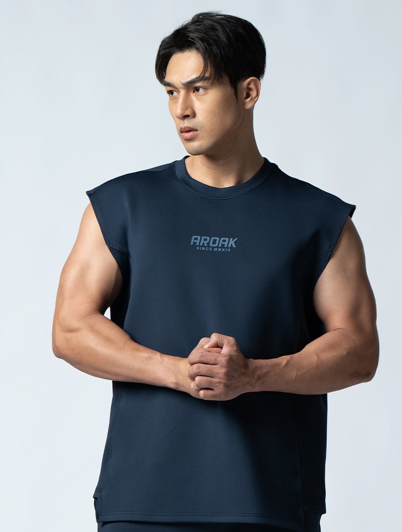 AirFlex™ 立體剪裁寬肩背心 (丈青) - AROAK 機能健身服飾 | 專為健人打造