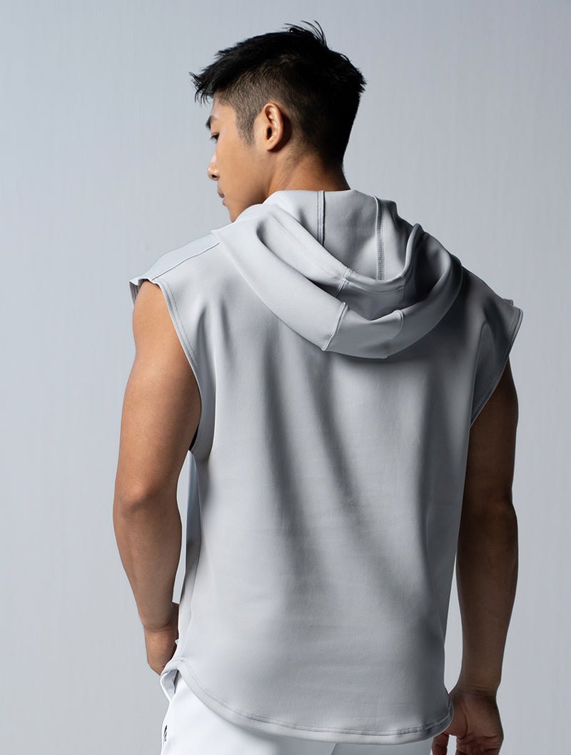 AirFlex™ 連帽寬肩背心 (淺灰) - AROAK 機能健身服飾 | 專為健人打造