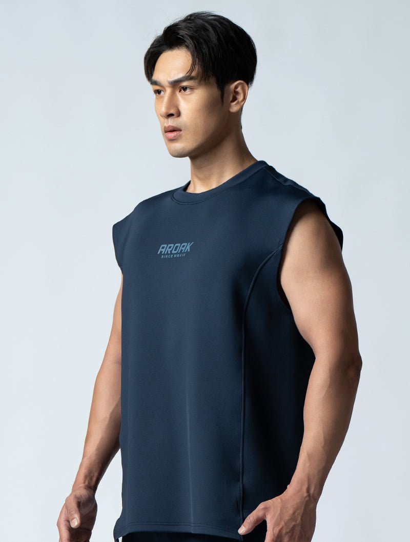 AirFlex™ 立體剪裁寬肩背心 (丈青) - AROAK 機能健身服飾 | 專為健人打造