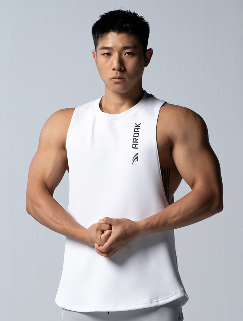 AirFlex™ 窄肩訓練背心 (白) - AROAK 機能健身服飾 | 專為健人打造