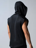AirFlex™ 連帽寬肩背心 (黑) - AROAK 機能健身服飾 | 專為健人打造