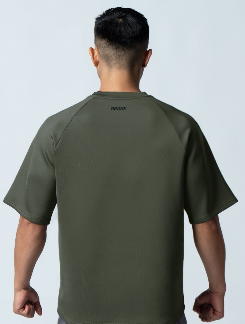 AirFlex™ OVERSIZED拉克蘭袖上衣 (墨綠) - AROAK 機能健身服飾 | 專為健人打造