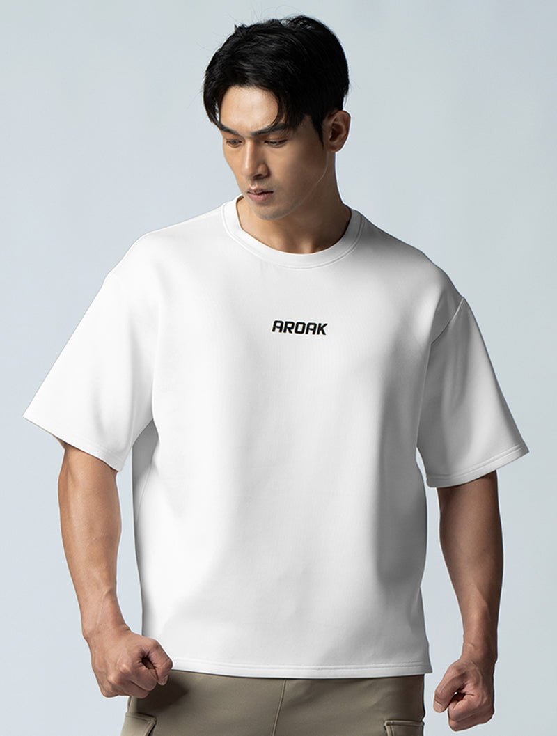 AirFlex™ OVERSIZED短袖上衣 (白) - AROAK 機能健身服飾 | 專為健人打造