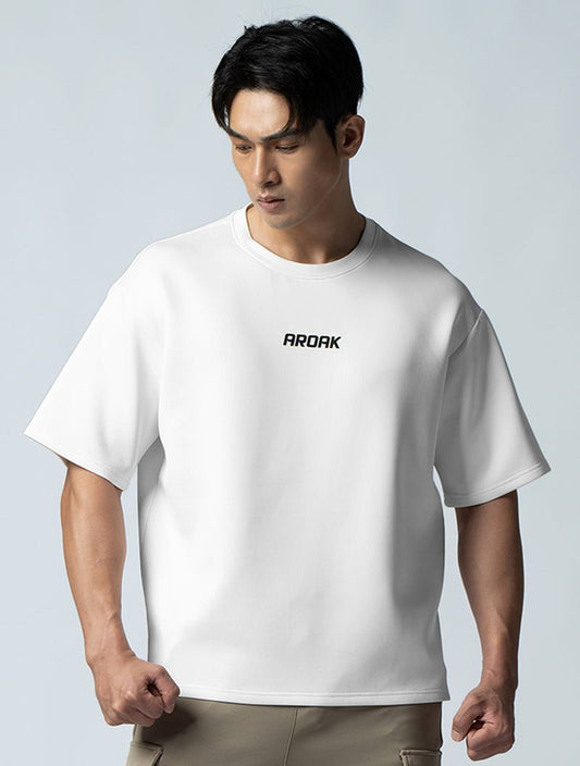 AirFlex™ OVERSIZED短袖上衣 (白) - AROAK 機能健身服飾 | 專為健人打造