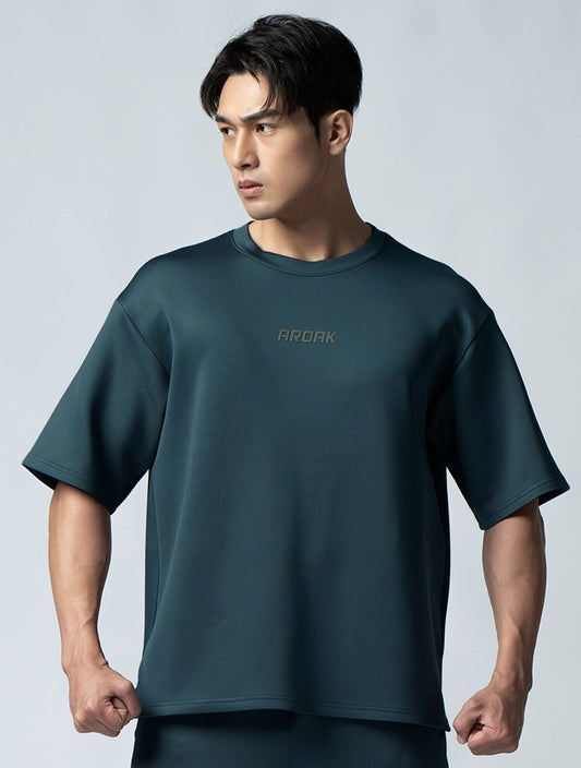 AirFlex™ OVERSIZED短袖上衣 (黑綠) - AROAK 機能健身服飾 | 專為健人打造