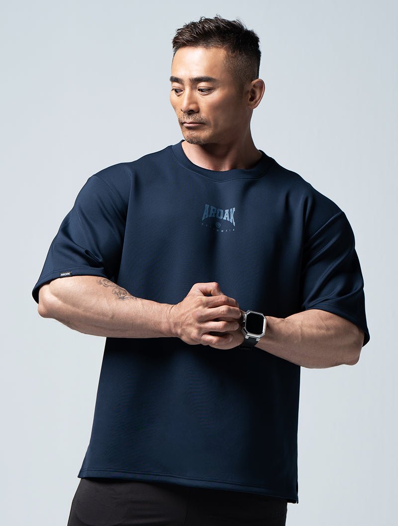 AirFlex™ 怒吼 OVERSIZED短袖上衣 (丈青) - AROAK 機能健身服飾 | 專為健人打造