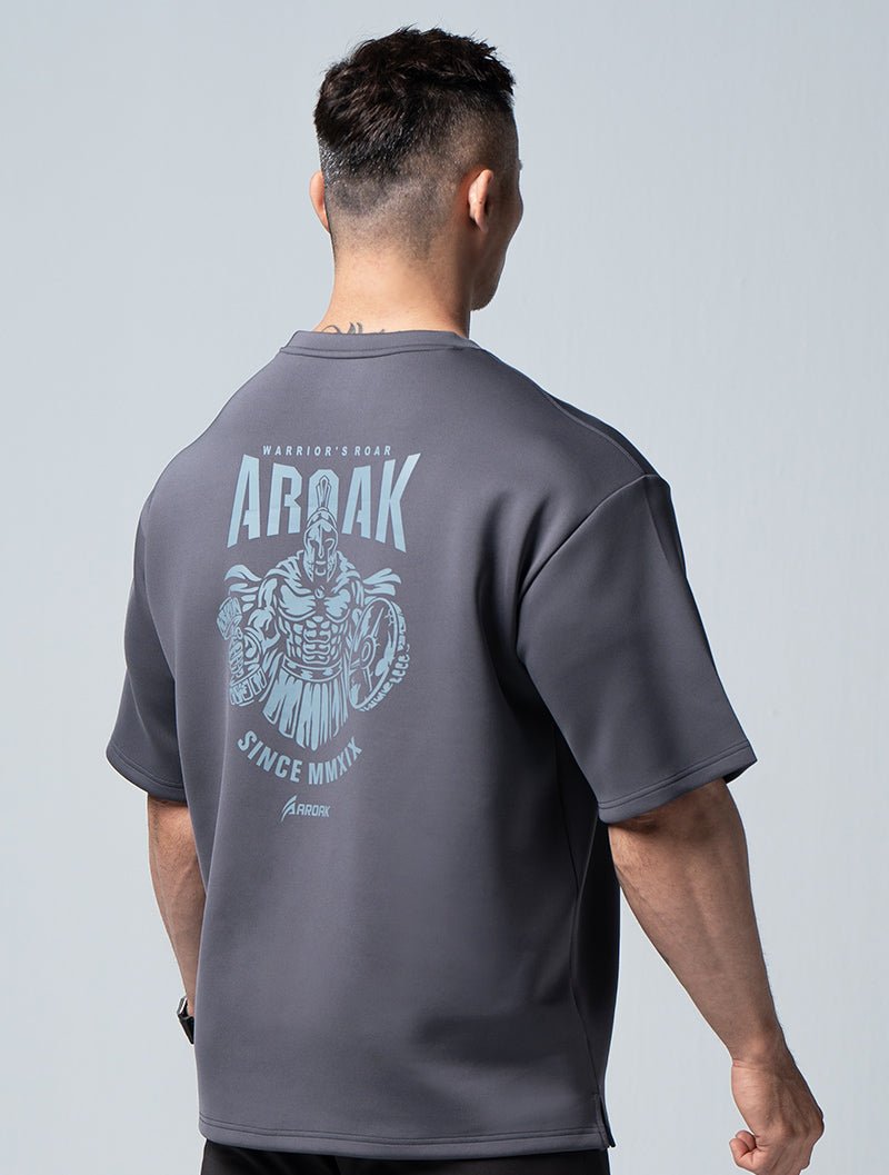 AirFlex™ 戰士的怒吼 OVERSIZED短袖上衣 (鐵灰) - AROAK 機能健身服飾 | 專為健人打造