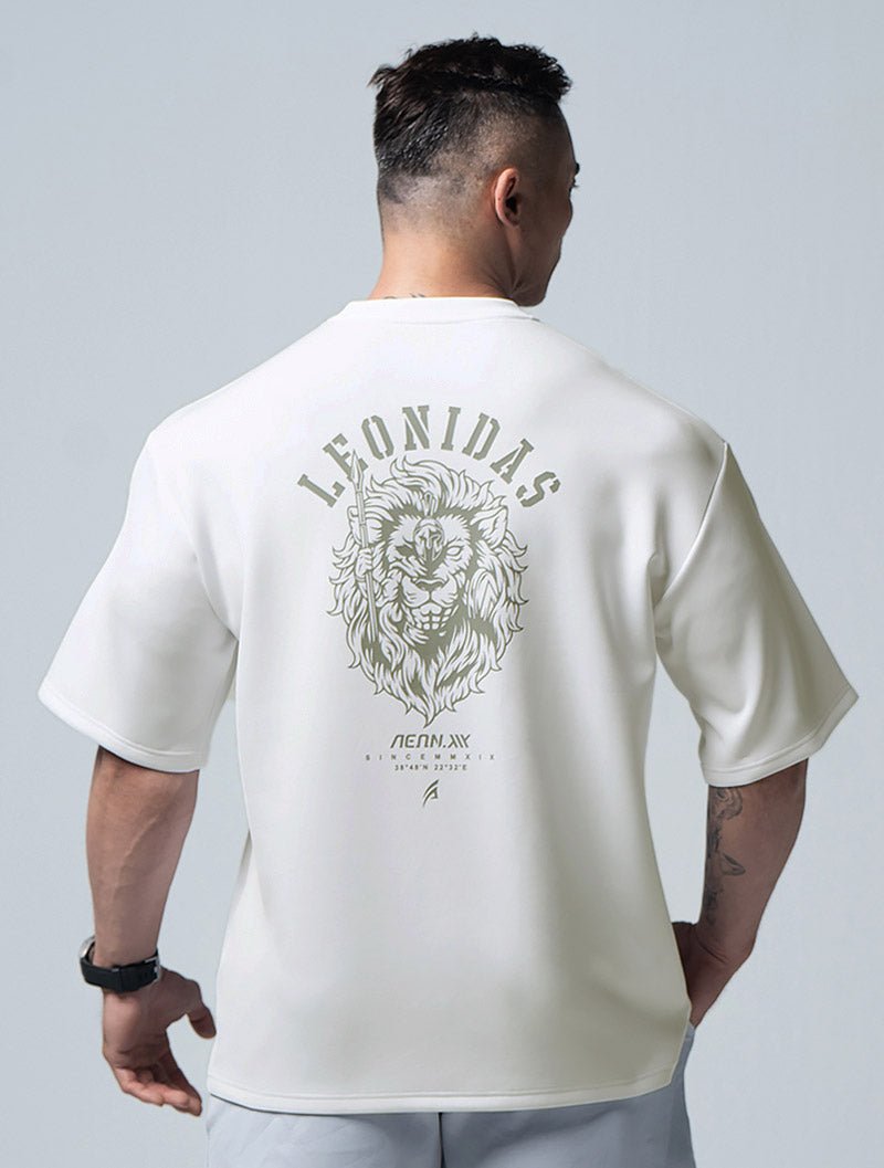 AirFlex™ 列奧尼達 OVERSIZED機能短袖訓練上衣 (米白) - AROAK 機能健身服飾 | 專為健人打造