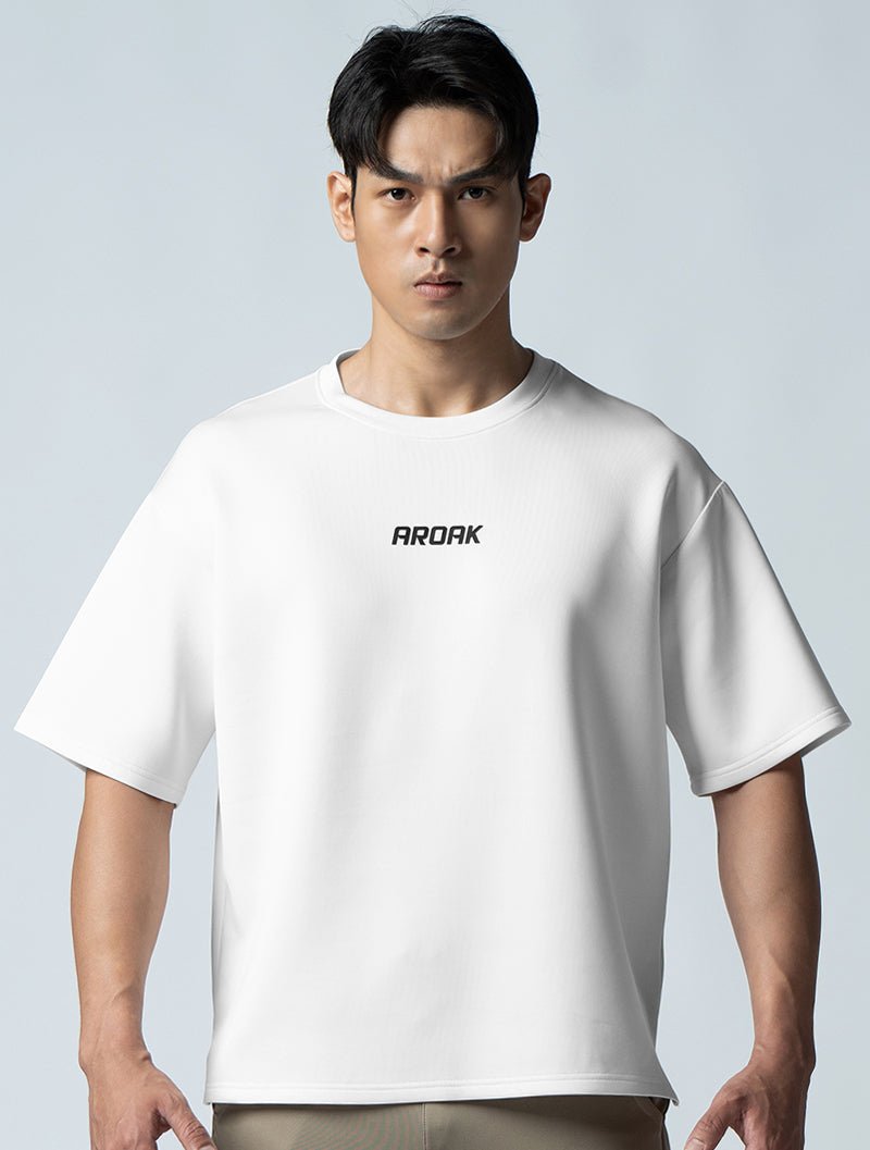 AirFlex™ OVERSIZED短袖上衣 (白) - AROAK 機能健身服飾 | 專為健人打造