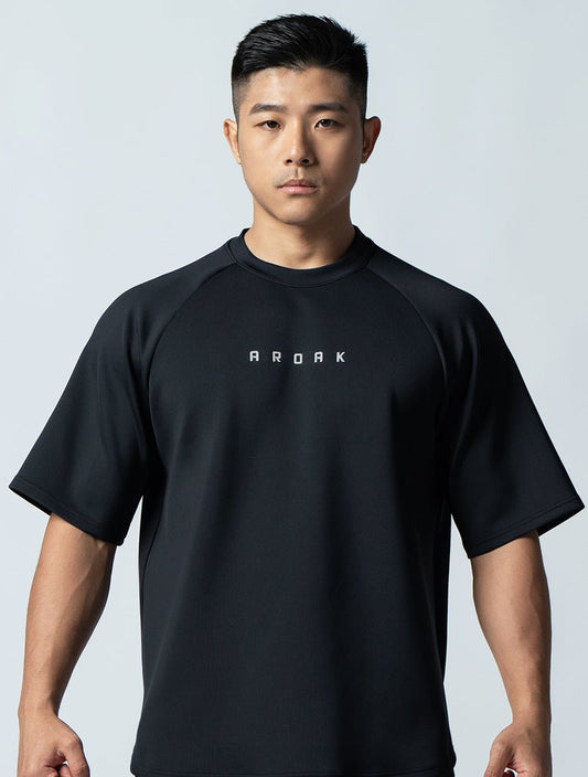 AirFlex™ OVERSIZED拉克蘭袖上衣 (經典黑) - AROAK 機能健身服飾 | 專為健人打造