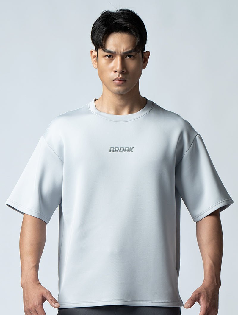 AirFlex™ OVERSIZED短袖上衣 (淺灰) - AROAK 機能健身服飾 | 專為健人打造