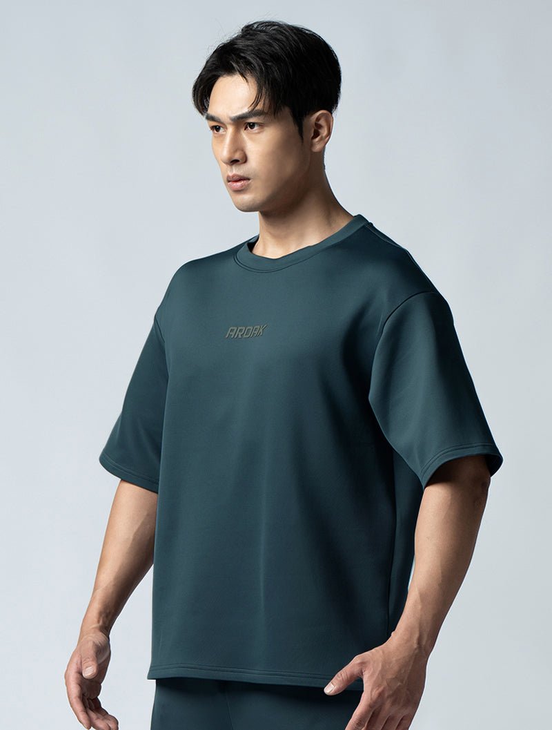 AirFlex™ OVERSIZED短袖上衣 (黑綠) - AROAK 機能健身服飾 | 專為健人打造