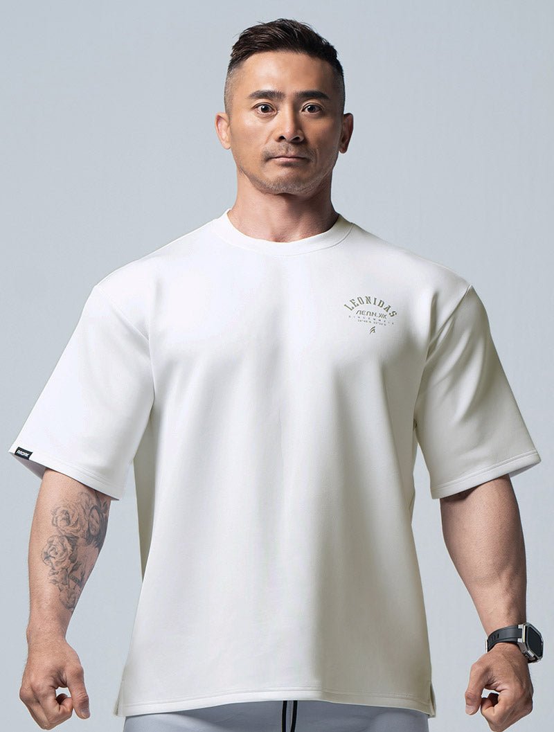 AirFlex™ 列奧尼達 OVERSIZED機能短袖訓練上衣 (米白) - AROAK 機能健身服飾 | 專為健人打造