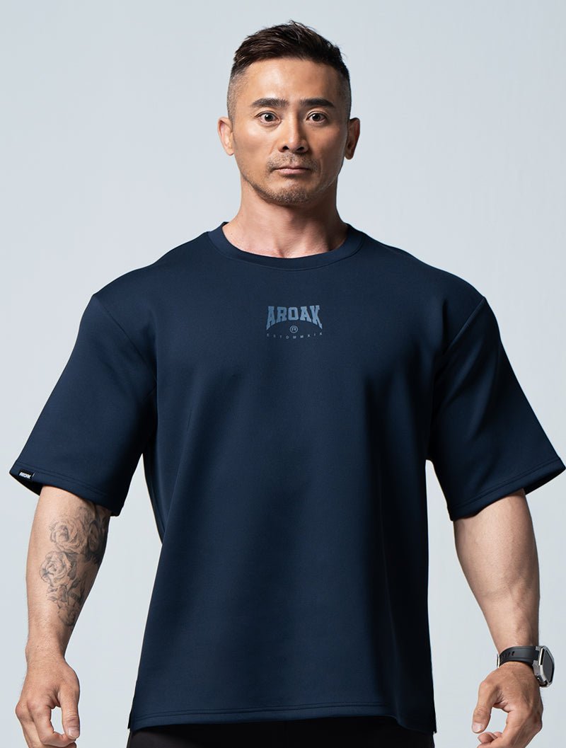 AirFlex™ 怒吼 OVERSIZED短袖上衣 (丈青) - AROAK 機能健身服飾 | 專為健人打造