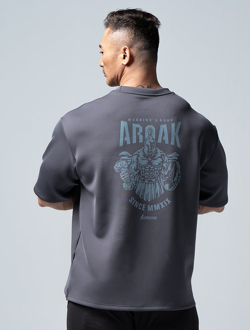 AirFlex™ 戰士的怒吼 OVERSIZED短袖上衣 (鐵灰) - AROAK 機能健身服飾 | 專為健人打造