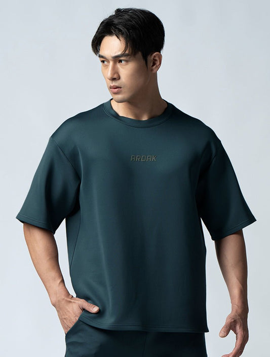 AirFlex™ OVERSIZED短袖上衣 (黑綠) - AROAK 機能健身服飾 | 專為健人打造