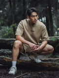 AirFlex™ OVERSIZED 短袖上衣 (棕卡其) - AROAK 機能健身服飾 | 專為健人打造