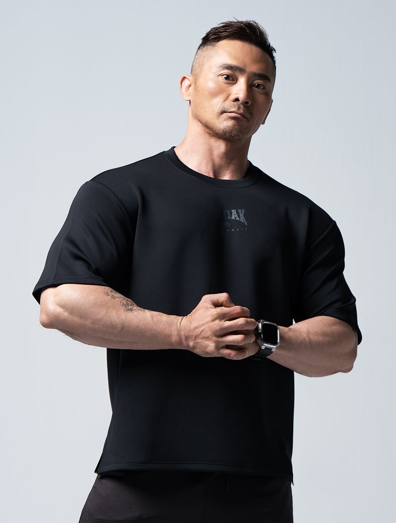 AirFlex™ 怒吼 OVERSIZED短袖上衣 (黑) - AROAK 機能健身服飾 | 專為健人打造