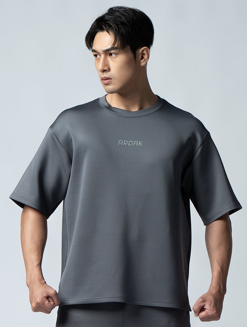 AirFlex™ OVERSIZED短袖上衣 (鐵灰) - AROAK 機能健身服飾 | 專為健人打造