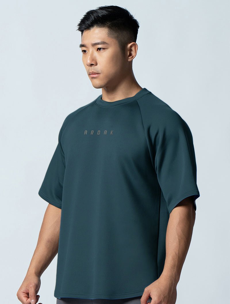 AirFlex™ OVERSIZED拉克蘭袖上衣 (黑綠) - AROAK 機能健身服飾 | 專為健人打造