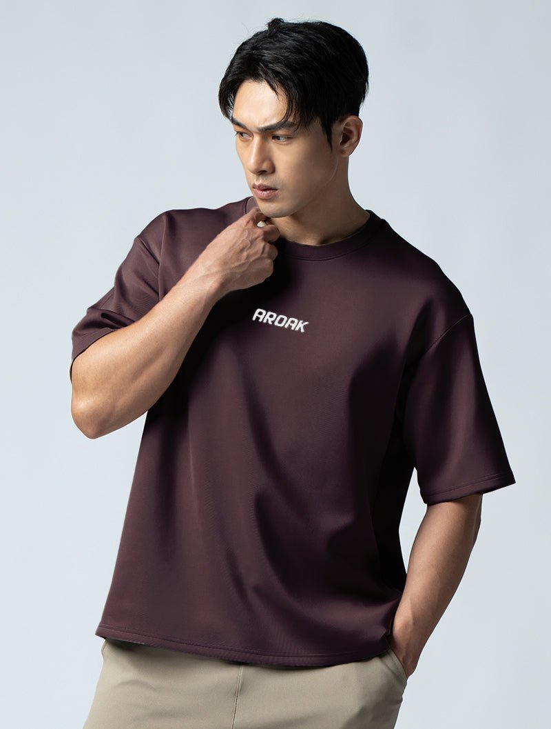 AirFlex™ OVERSIZED 短袖上衣 (礁岩褐) - AROAK 機能健身服飾 | 專為健人打造