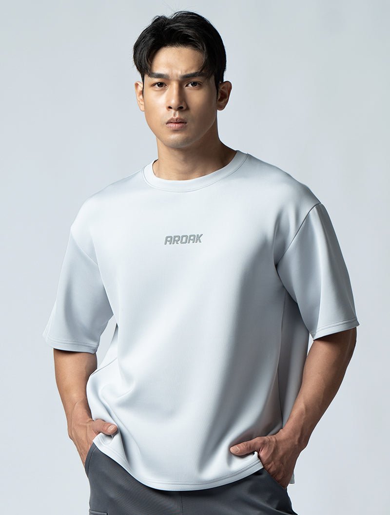 AirFlex™ OVERSIZED短袖上衣 (淺灰) - AROAK 機能健身服飾 | 專為健人打造