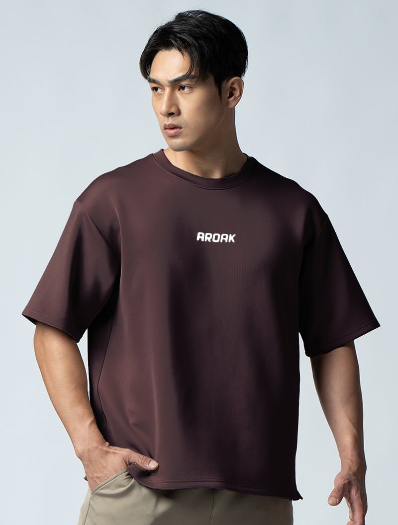 AirFlex™ OVERSIZED 短袖上衣 (礁岩褐) - AROAK 機能健身服飾 | 專為健人打造