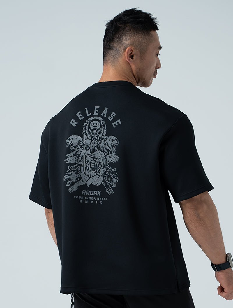 AirFlex™ 萬獸誓約 OVERSIZED 機能短袖上衣 (黑) (4/2 14:00 準時發售) - AROAK 機能健身服飾 | 專為健人打造