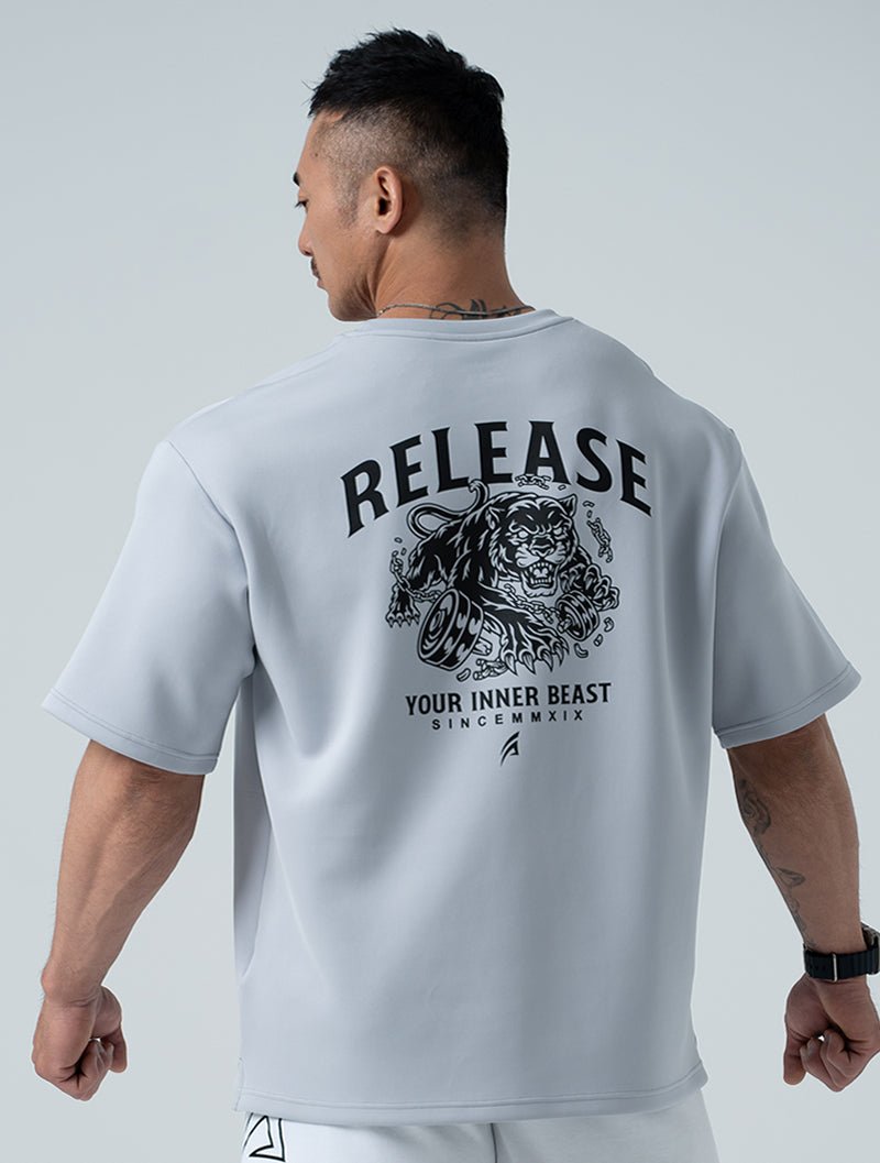 AirFlex™ 極夜瞬行 OVERSIZED 機能短袖上衣 (淺灰) (4/2 14:00 準時發售) - AROAK 機能健身服飾 | 專為健人打造