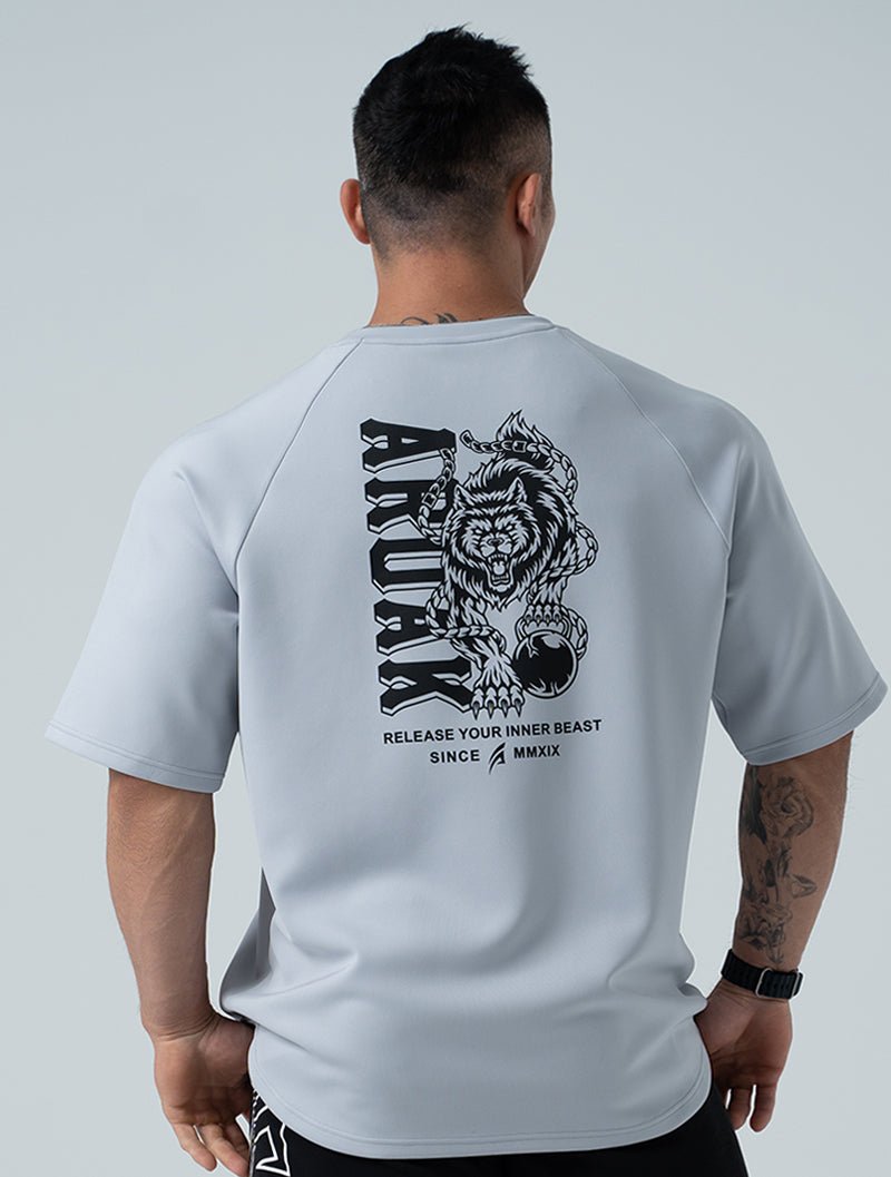 AirFlex™ 瞬息之戰 OVERSIZED 機能短袖上衣 (淺灰) (4/2 14:00 準時發售) - AROAK 機能健身服飾 | 專為健人打造