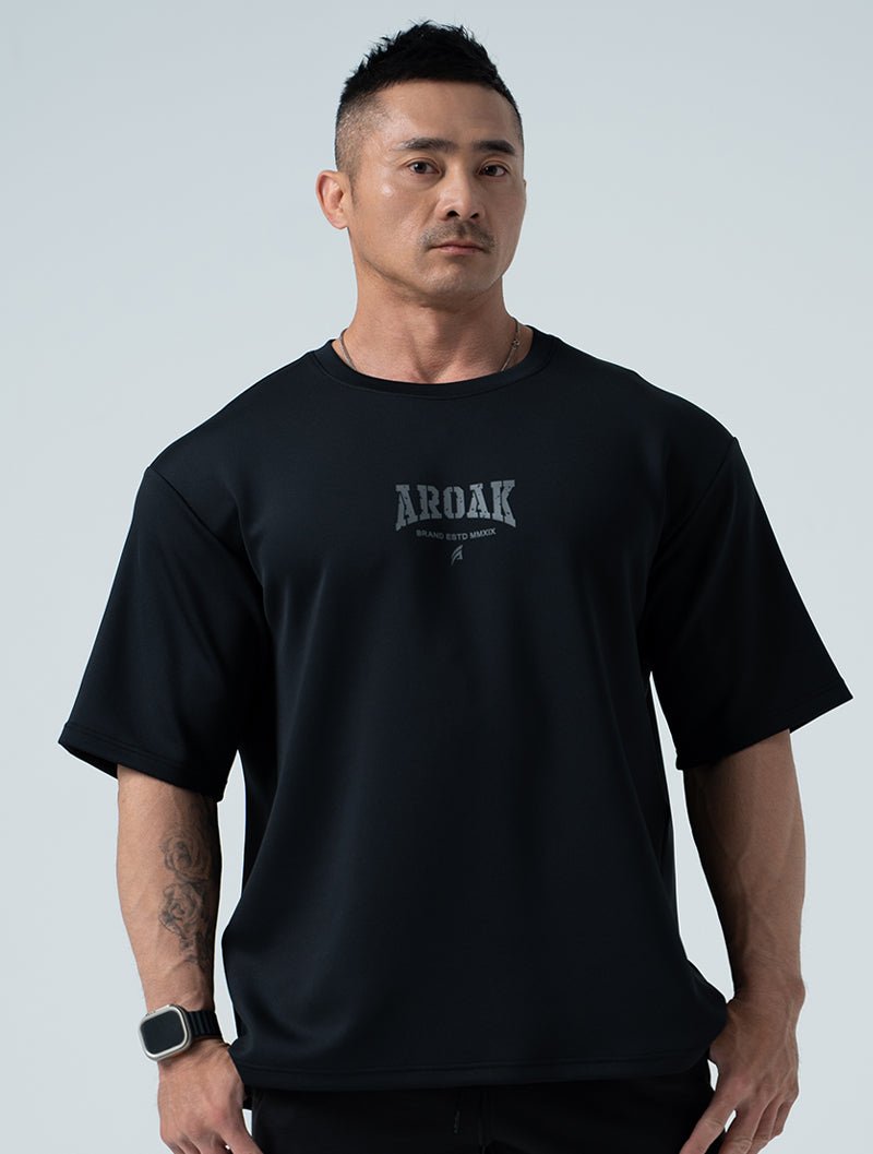 AirFlex™ 力量裁決 OVERSIZED 機能短袖上衣 (黑) (4/2 14:00 準時發售) - AROAK 機能健身服飾 | 專為健人打造