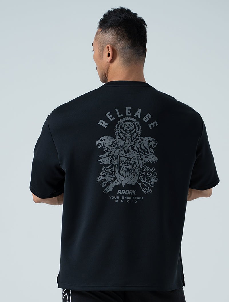 AirFlex™ 萬獸誓約 OVERSIZED 機能短袖上衣 (黑) (4/2 14:00 準時發售) - AROAK 機能健身服飾 | 專為健人打造