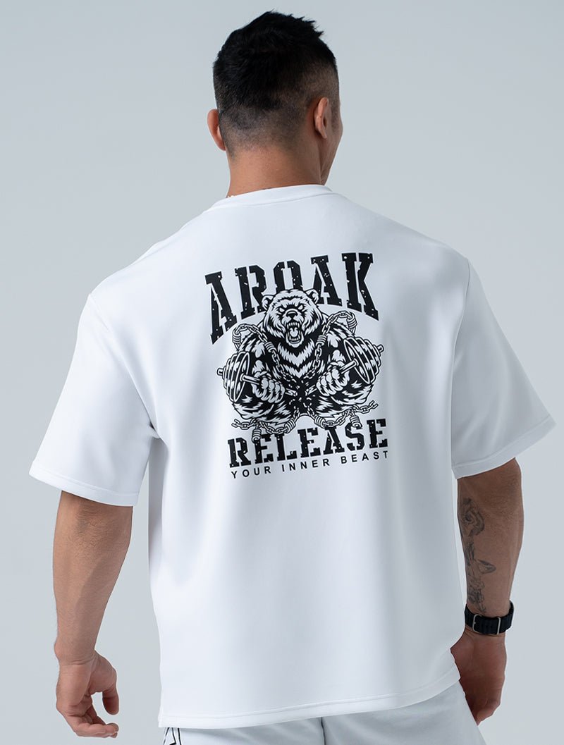 AirFlex™ 力量裁決 OVERSIZED 機能短袖上衣 (白) (4/2 14:00 準時發售) - AROAK 機能健身服飾 | 專為健人打造