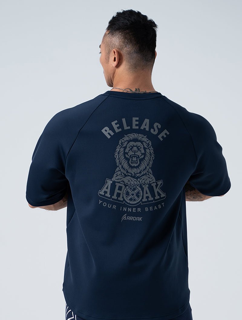 AirFlex™ 萬獸之尊 OVERSIZED 機能短袖上衣 (丈青) (4/2 14:00 準時發售) - AROAK 機能健身服飾 | 專為健人打造