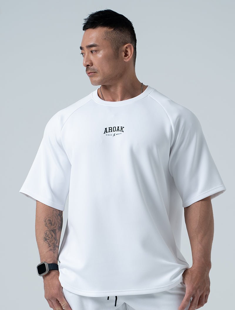 AirFlex™ 萬獸之尊 OVERSIZED 機能短袖上衣 (白) (4/2 14:00 準時發售) - AROAK 機能健身服飾 | 專為健人打造