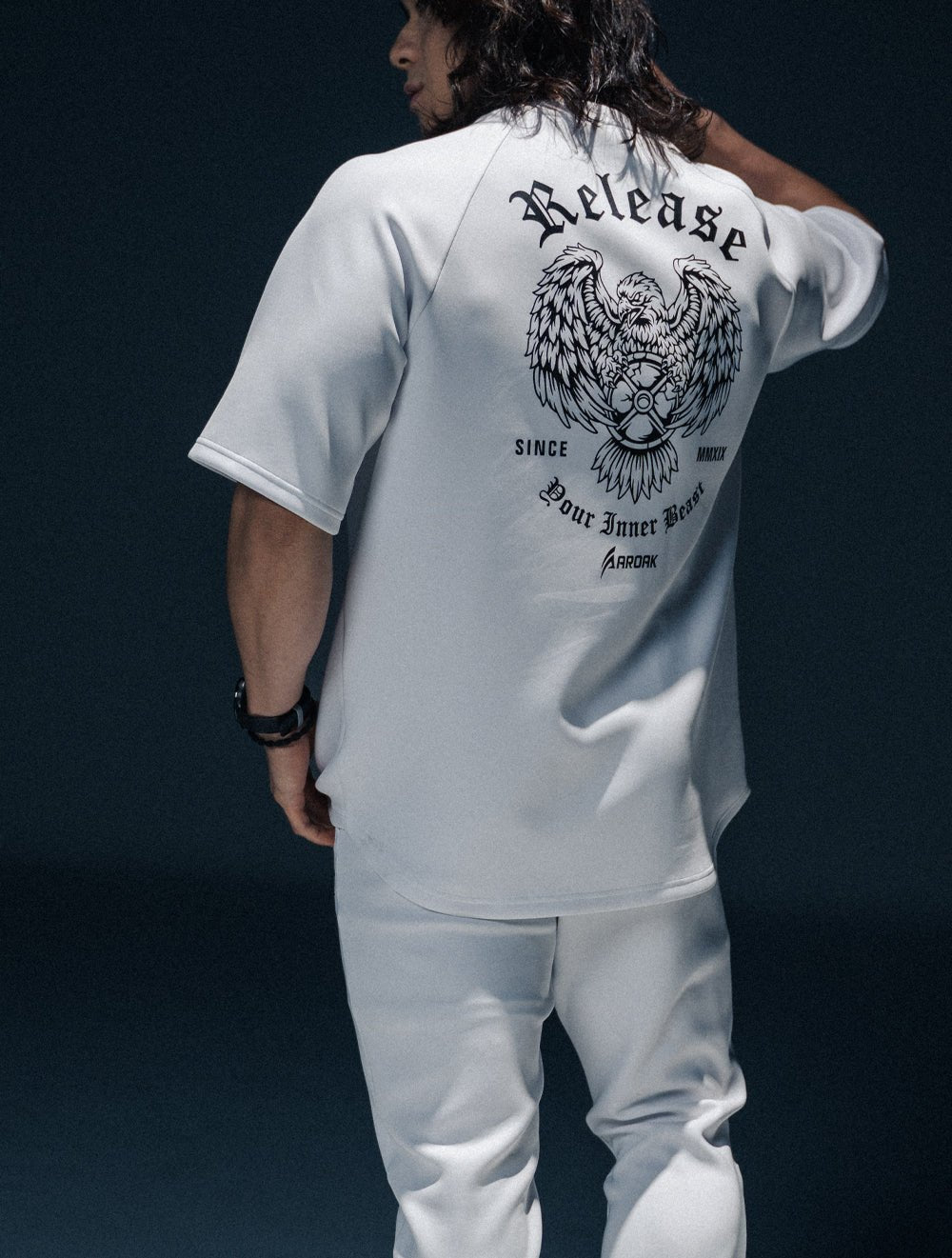 AirFlex™ 裂空之翼 OVERSIZED 機能短袖上衣 (丈青) (4/2 14:00 準時發售) - AROAK 機能健身服飾 | 專為健人打造