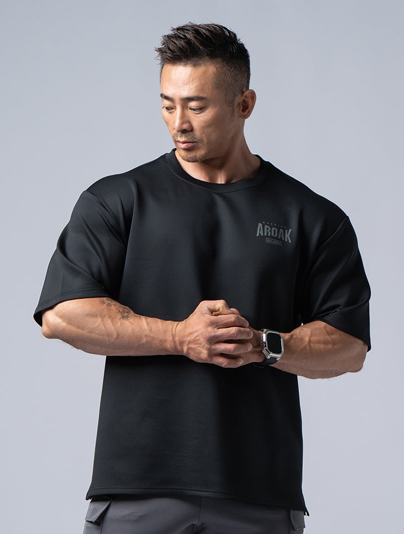 AirFlex™ 戰士的怒吼 OVERSIZED短袖上衣 (黑) - AROAK 機能健身服飾 | 專為健人打造