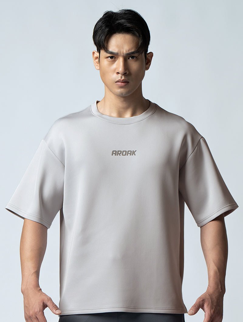 AirFlex™ OVERSIZED 短袖上衣 (銀雲灰) - AROAK 機能健身服飾 | 專為健人打造