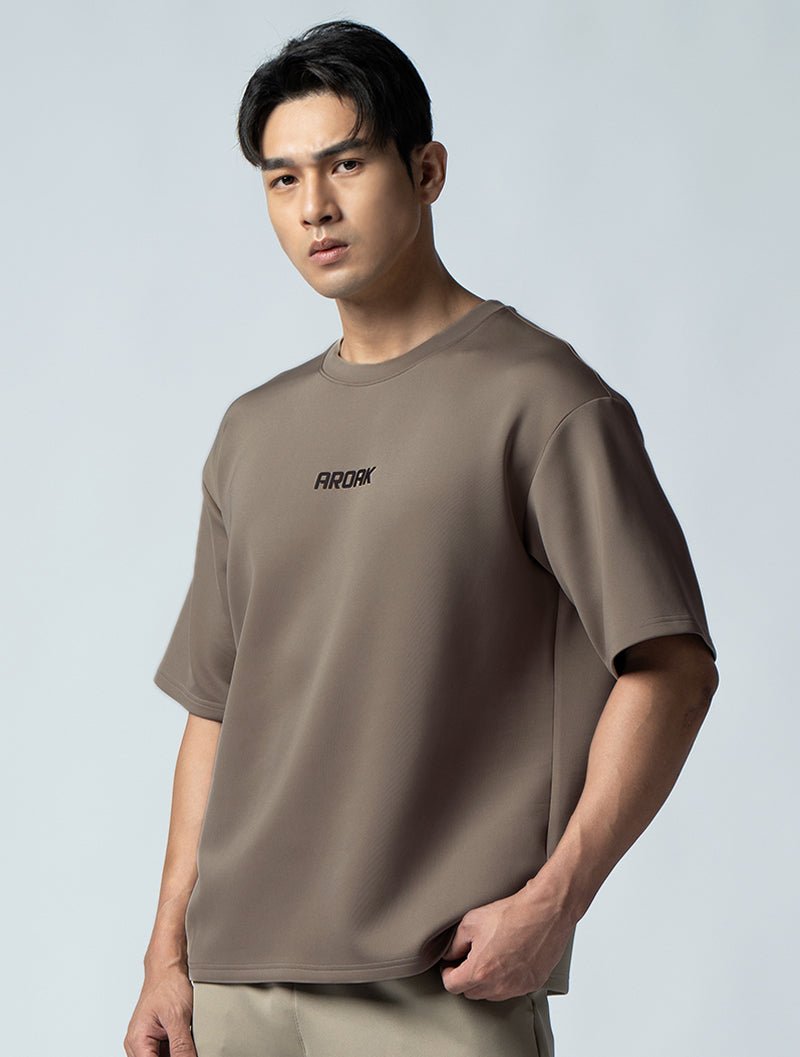 AirFlex™ OVERSIZED 短袖上衣 (棕卡其) - AROAK 機能健身服飾 | 專為健人打造