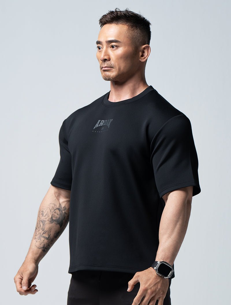 AirFlex™ 怒吼 OVERSIZED短袖上衣 (黑) - AROAK 機能健身服飾 | 專為健人打造