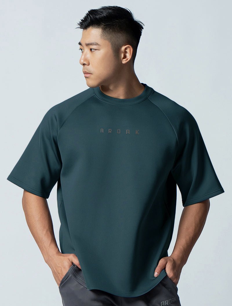 AirFlex™ OVERSIZED拉克蘭袖上衣 (黑綠) - AROAK 機能健身服飾 | 專為健人打造