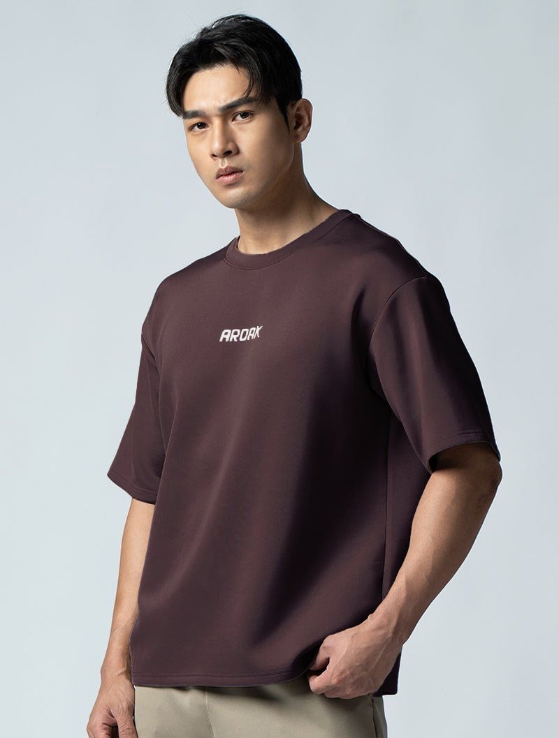 AirFlex™ OVERSIZED 短袖上衣 (礁岩褐) - AROAK 機能健身服飾 | 專為健人打造