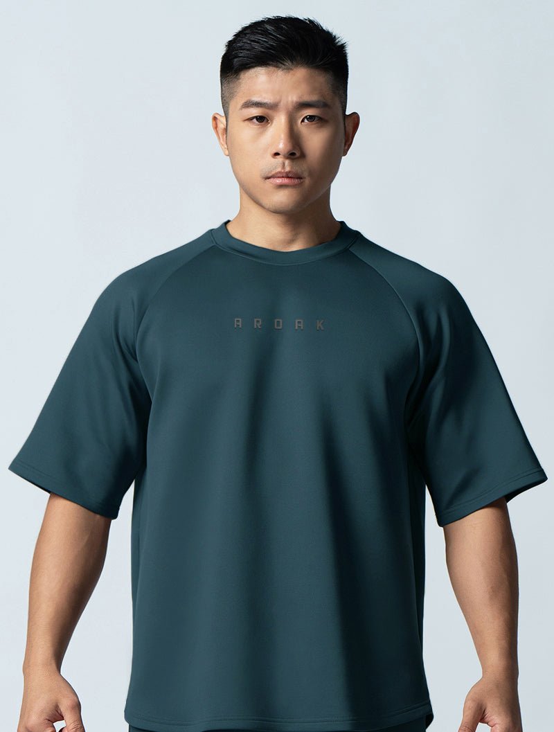 AirFlex™ OVERSIZED拉克蘭袖上衣 (黑綠) - AROAK 機能健身服飾 | 專為健人打造